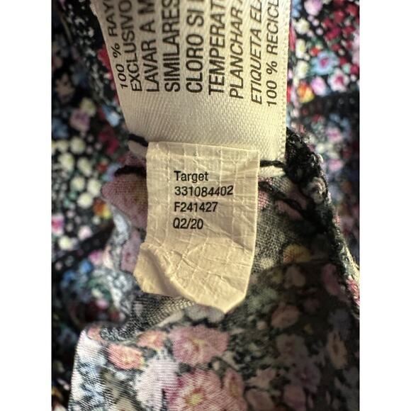 Wild Fable Size S Floral Print Short Sleeve Tiered Babydoll Mini Dress Purple - Picture 7 of 12